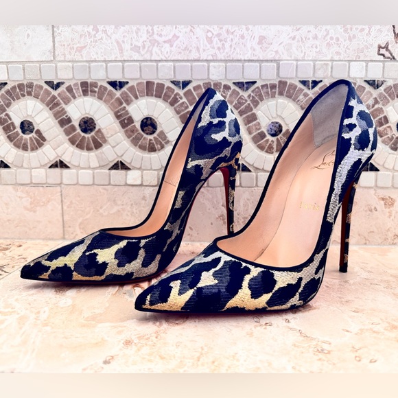 Louboutin Lurex Feline So Kate 120 Pumps in Black Gold - Picture 5 of 5